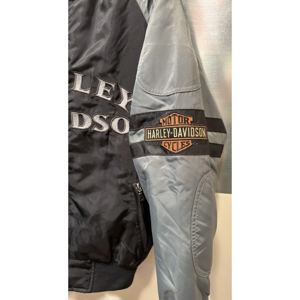 Harley-Davidson Bomber Varsity Jacket Insulated Black Gray Nylon Motorcycle XS